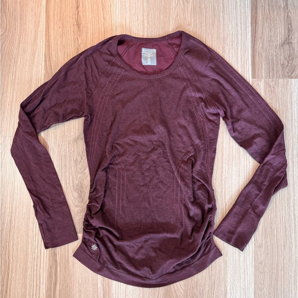 Athleta Fast Track Long Sleeve Maroon Burgundy Size Small
